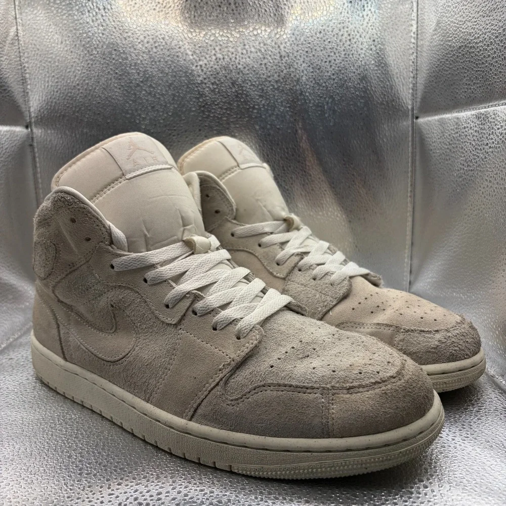 Size 11 Nike Air Jordan 1 Mid SE Craft Pale Ivory Mens Athletic Shoes FQ3224-100